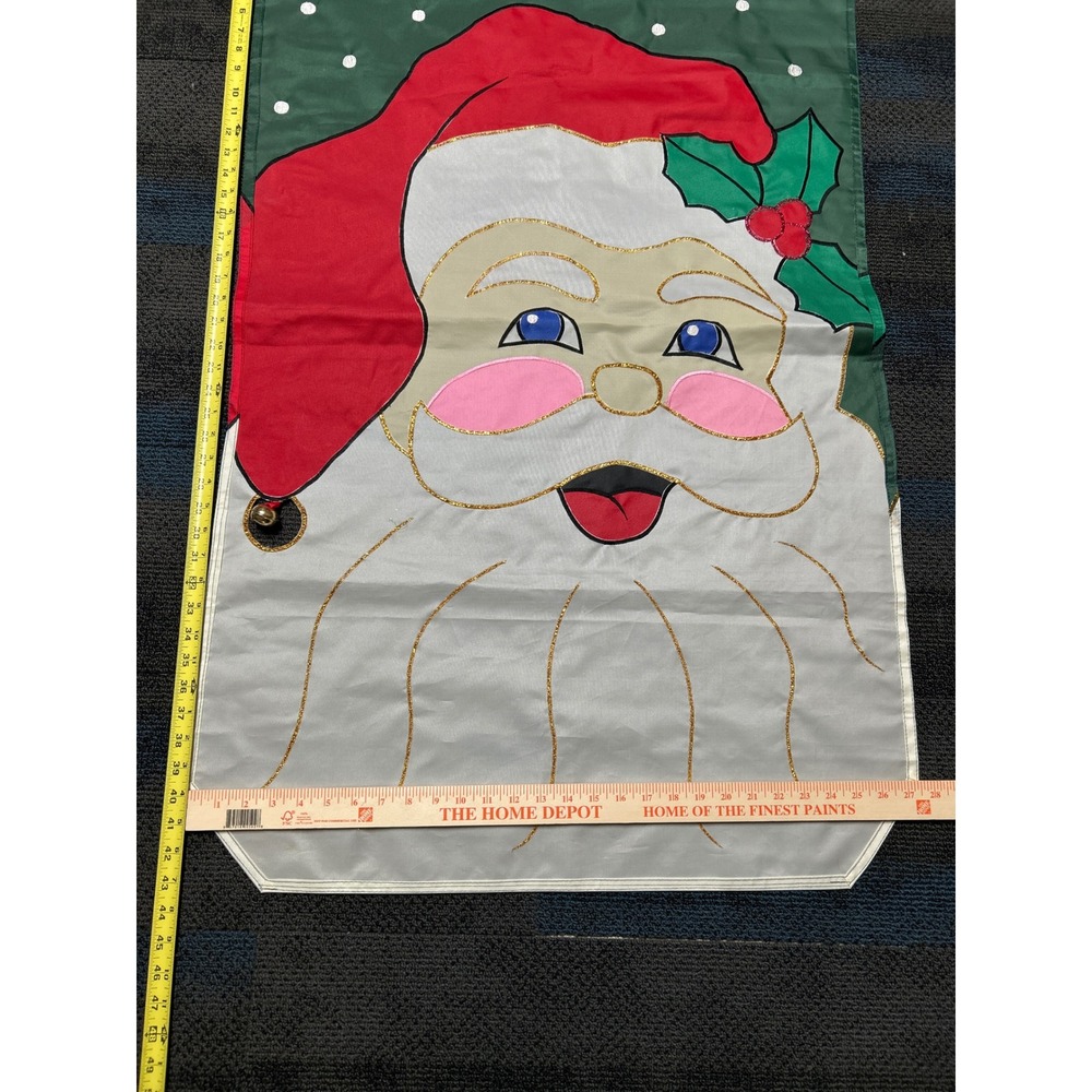 Santa Claus Garden Flag Santa Claus 43x27 Vtg 90s Jingle Bell NWT Christmas - Picture 2 of 4